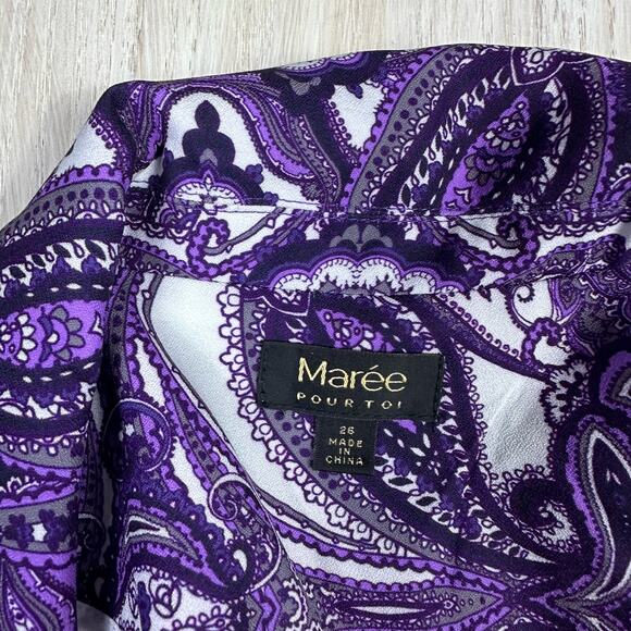 Maree Pour Toi Women's Paisley Core Long Sleeve Purple One Button Blazer Size 26 - Picture 13 of 13